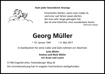 Anzeige von Georg Müller von Kölner Stadt-Anzeiger / Kölnische Rundschau / Express