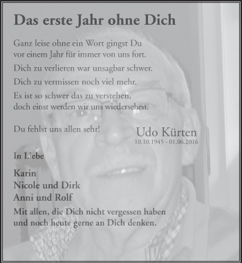 Anzeige von Udo Kürten von  Extra Blatt 