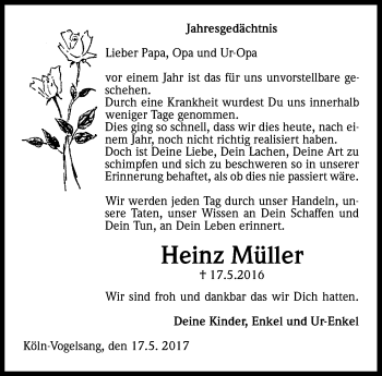 Anzeige von Heinz Müller von Kölner Stadt-Anzeiger / Kölnische Rundschau / Express
