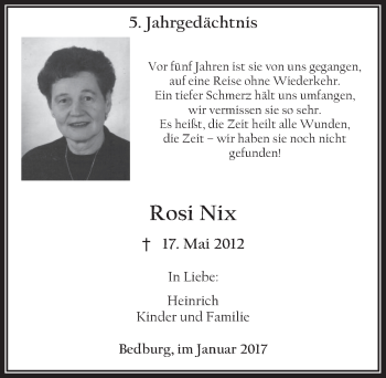 Anzeige von Rosi Nix von  Werbepost 