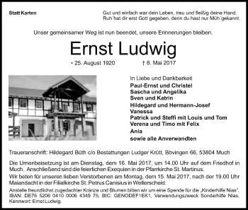 Anzeige von Ernst Ludwig von Kölner Stadt-Anzeiger / Kölnische Rundschau / Express