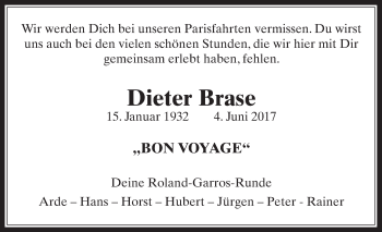 Anzeige von Dieter Brase von  Werbepost 