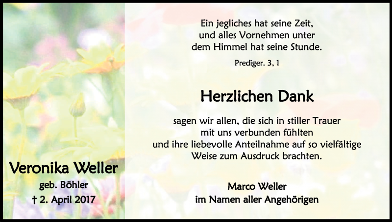  Traueranzeige für Veronika Weller vom 10.06.2017 aus Kölner Stadt-Anzeiger / Kölnische Rundschau / Express