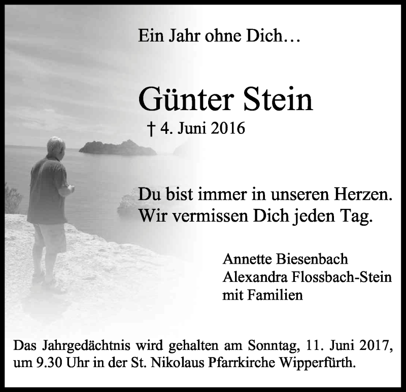  Traueranzeige für Günter Stein vom 03.06.2017 aus Kölner Stadt-Anzeiger / Kölnische Rundschau / Express