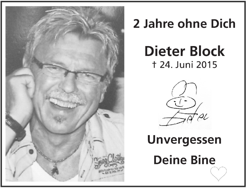  Traueranzeige für Dieter Block vom 24.06.2017 aus  Rhein-Sieg-Wochenende 
