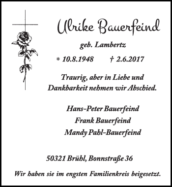 Anzeige von Ulrike Bauerfeind von  Schlossbote/Werbekurier 