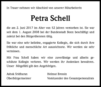 Anzeige von Petra Schell von Kölner Stadt-Anzeiger / Kölnische Rundschau / Express