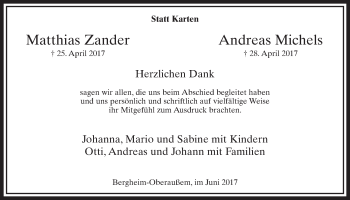 Anzeige von Matthias und Andreas  von  Sonntags-Post 