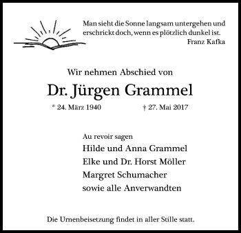 Anzeige von Jürgen Grammel von Kölner Stadt-Anzeiger / Kölnische Rundschau / Express
