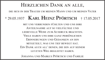 Anzeige von Karl Heinz Pförtsch von  Kölner Wochenspiegel 