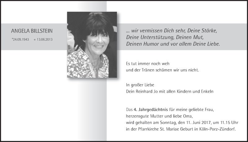  Traueranzeige für Angela Billstein vom 18.07.2023 aus 