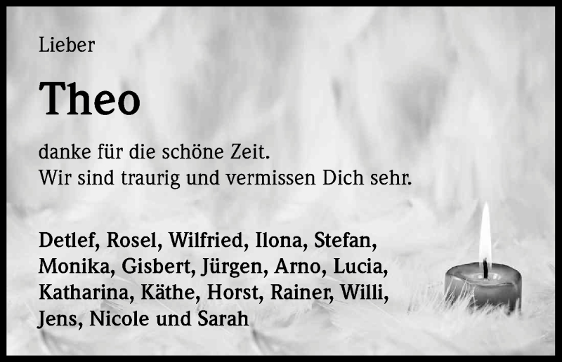  Traueranzeige für Theodor Hansmann vom 17.06.2017 aus Kölner Stadt-Anzeiger / Kölnische Rundschau / Express