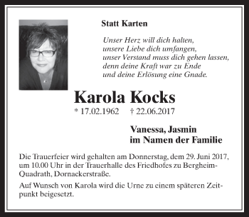 Anzeige von Karola Kocks von  Werbepost 