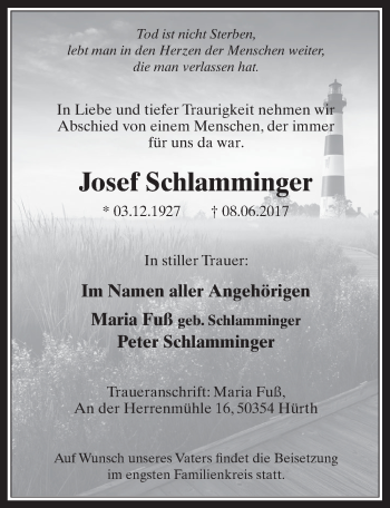 Anzeige von Josef Schlamminger von  Wochenende 