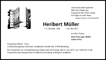 Anzeige von Heribert Müller von Kölner Stadt-Anzeiger / Kölnische Rundschau / Express