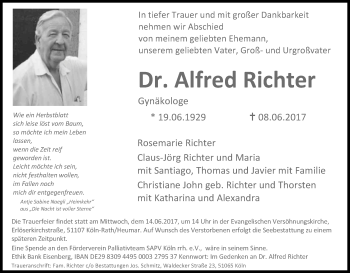 Anzeige von Alfred Richter von Kölner Stadt-Anzeiger / Kölnische Rundschau / Express