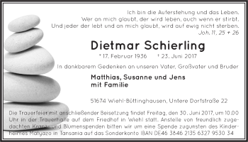 Anzeige von Dietmar Schierling von  Anzeigen Echo 