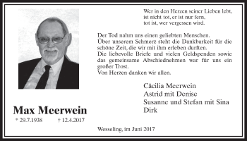 Anzeige von Max Meerwein von  Schlossbote/Werbekurier 