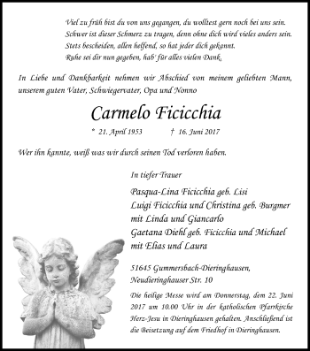 Anzeige von Carmelo Ficicchia von Kölner Stadt-Anzeiger / Kölnische Rundschau / Express