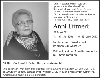 Anzeige von Anni Effmert von  Blickpunkt Euskirchen 