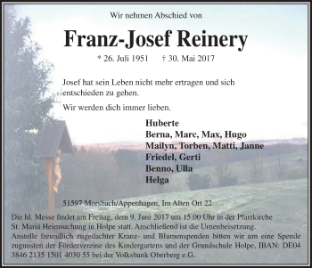 Anzeige von Franz-Josef Reinery von  Lokalanzeiger 