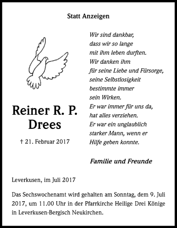 Anzeige von Reiner R. P.  Dress von Kölner Stadt-Anzeiger / Kölnische Rundschau / Express
