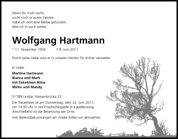 Anzeige von Wolfgang Hartmann von Kölner Stadt-Anzeiger / Kölnische Rundschau / Express