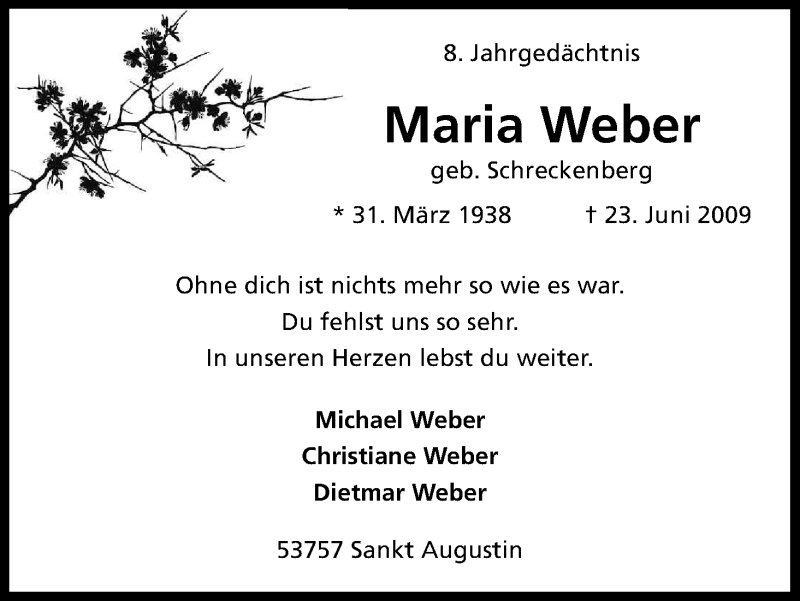  Traueranzeige für Maria Weber vom 24.06.2017 aus Kölner Stadt-Anzeiger / Kölnische Rundschau / Express