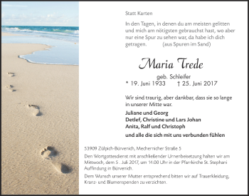 Anzeige von Maria Trede von  Blickpunkt Euskirchen 