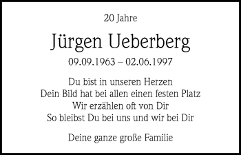 Anzeige von Jürgen Ueberberg von Kölner Stadt-Anzeiger / Kölnische Rundschau / Express