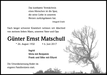 Anzeige von Günter Ernst Matschull von Kölner Stadt-Anzeiger / Kölnische Rundschau / Express