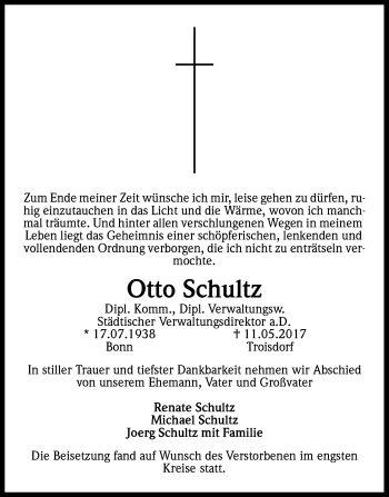 Anzeige von Otto Schultz von Kölner Stadt-Anzeiger / Kölnische Rundschau / Express