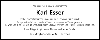 Anzeige von Karl Esser von Kölner Stadt-Anzeiger / Kölnische Rundschau / Express