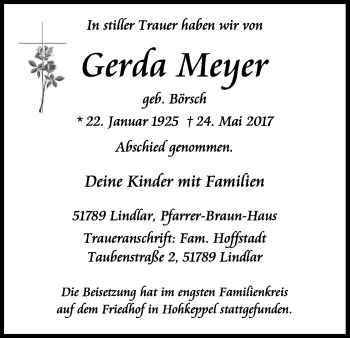Anzeige von Gerda Meyer von Kölner Stadt-Anzeiger / Kölnische Rundschau / Express
