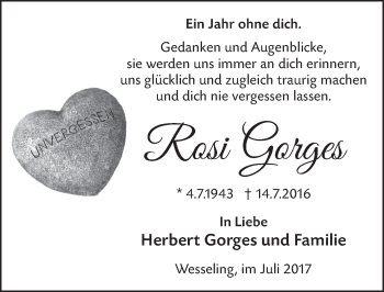 Anzeige von Rosi Gorges von  Schlossbote/Werbekurier 
