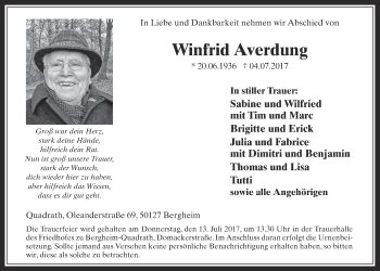 Anzeige von Winfried Averdung von  Werbepost 