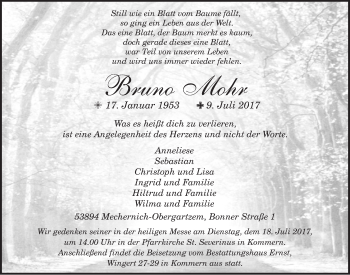 Anzeige von Bruno Mohr von  Blickpunkt Euskirchen 