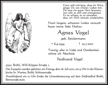 Anzeige von Agnes Vogel von  Schlossbote/Werbekurier 