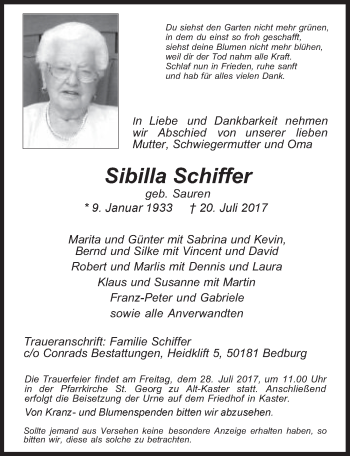 Anzeige von Sibilla Schiffer von  Werbepost 