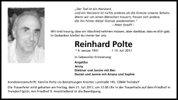 Anzeige von Reinhard Polte von Kölner Stadt-Anzeiger / Kölnische Rundschau / Express