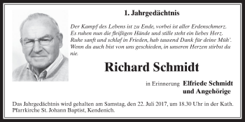 Anzeige von Richard Schmidt von  Wochenende 
