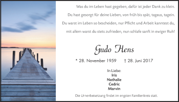 Anzeige von Gudo Hens von  Kölner Wochenspiegel 