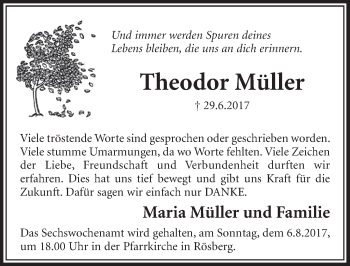 Anzeige von Theodor Müller von  Schlossbote/Werbekurier 