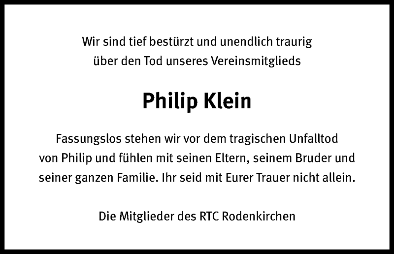  Traueranzeige für Philip Klein vom 15.07.2017 aus Kölner Stadt-Anzeiger / Kölnische Rundschau / Express