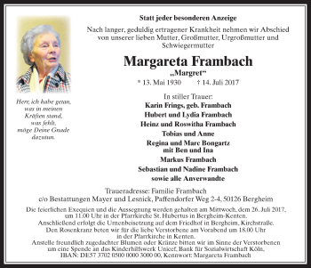 Anzeige von Margareta Frambach von  Werbepost 