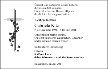 Anzeige von Gabriele Kitz von  Blickpunkt Euskirchen 
