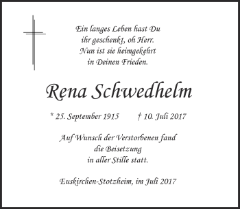 Anzeige von Rena Schwedhelm von  Blickpunkt Euskirchen 
