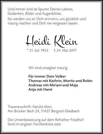 Anzeige von Heidi Klein von  Bergisches Handelsblatt 