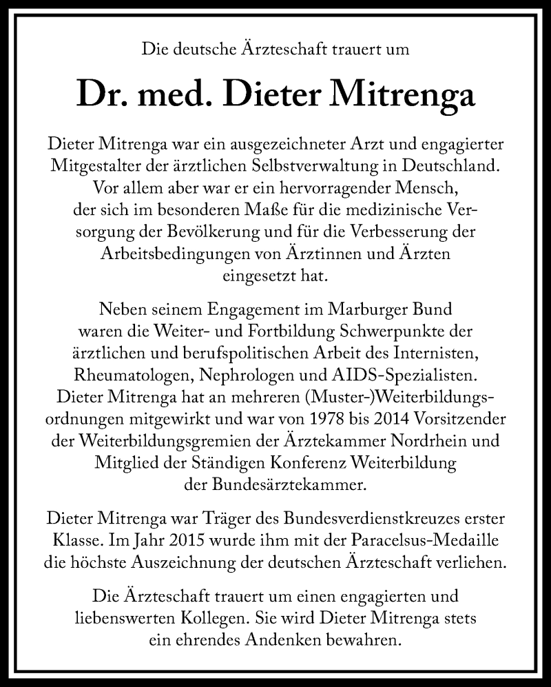  Traueranzeige für Dieter Mitrenga vom 29.07.2017 aus Kölner Stadt-Anzeiger / Kölnische Rundschau / Express