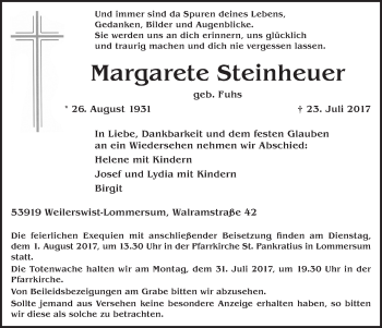 Anzeige von Margarete Steinheuer von  Blickpunkt Euskirchen 